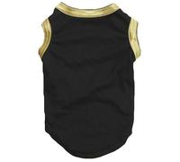 Petitebelle Plain Color Hemmed Black Puppy Dog Shirt (Black/Bright Gold, Small)