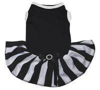 Petitebelle Plain Shirt Black White Striped Tutu Puppy Dog Dress (Black/Stripes, X-Small)