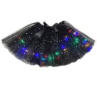Petitebelle Single Color Bling Stars Led Lights Lady Tulle Tutu (Black, One Size)