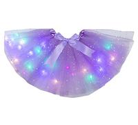 Petitebelle Single Color Bling Stars Led Lights Lady Tulle Tutu (Lavender, One Size)