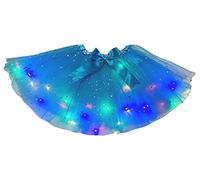 Petitebelle Single Color Bling Stars Led Lights Lady Tulle Tutu (Peacock Blue, One Size)