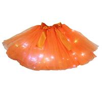 Petitebelle Solid Color Lady Tulle Tutu with Led Lights (Orange, One Size)