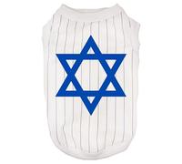 Petitebelle Star of David Puppy Dog Shirt (White/Blue Stripes, XX-Large)