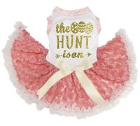 Petitebelle The Easter Egg Hunt is On Puppy Dog Dress (White/Dusty Pink Floral, Medium)