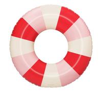 Petites-Pommes Pool Water Tubes for Adults - Durable Inner Tube, Handprinted Classic Striped Design Inflatable Ring, Soft Comfort Seaming, Packable Floats for Travel, Red & Pink, 47 inch