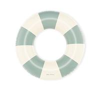 Petites-Pommes Striped Pool Float for Kids & Toddlers - Durable Inner Tube, Handprinted Classic Striped Design Inflatable Donut, Soft Comfort Seaming, Packable Floats for Travel, Dusty Green, 24 inch
