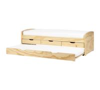 Beliani Trundle Bed Pine Wood Petiville 90 X 200 Cm Eu Single Light Brown