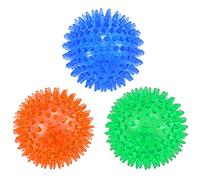 petizer 3-Pack 9CM Squeaky Dog Toy Balls, Floating Dog Pool Ball, Dog Spiky Ball, Fetch Toys for Puppy, Dog Chew Toys for Boredom, for Medium and Large Dogs (3.5, orange.green.blue)