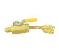 petjoyful 1/4in Arc Brass Manual Shut Off Ball Valve R12/R134A/R410A for Refrigeration Equipment (Yellow)