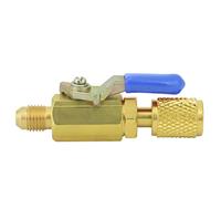 petjoyful 1/4in Straight Brass Manual Shut Off Valve R410A/R134A/R12 for Refrigeration Equipment (Blue)