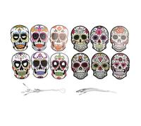 petjoyful 12pcs Day of The Dead Mask with Rich Color Elastic Band for Halloween Party Decoration