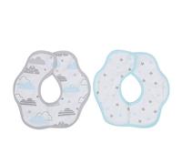 petjoyful 2pcs Cotton Drooling Feeding Bibs Cute Cloud Printing Good Absorption Unisex for Girl Boy Baby Toddler