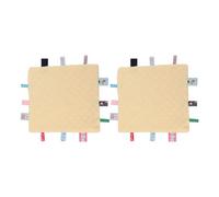 petjoyful 2pcs Infant Tags Security Blanket Pure Cotton 3D Particles Sensory Development Baby Comfort Blanket with Colorful Tags (Yellow)