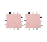 petjoyful 2pcs Infant Tags Security Blanket Pure Cotton 3D Particles Sensory Development Baby Comfort Blanket with Colorful Tags (Pink)