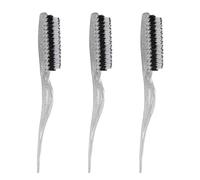 petjoyful 3pcs Rat Tail Brush Combs 3 Rows Nylon Brush Hair Teasing Styling Brush for Hair Parting (Glitter Silver)