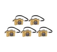 petjoyful 5 Pcs Dollhouse Miniature Retro Digital Cameras Tiny Plastic Decoration Accessories Toys with Built In Battery (Gold)