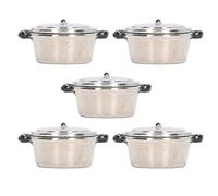 petjoyful 5Set Mini Soup Pot Model Simulated Cooking Toys Kitchen Tableware for 1:12 Doll House (Big)