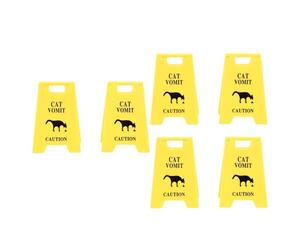petjoyful 6PCS Cat Vomit Caution Signs Plastic Multifunctional Obvious Funny Cats Vomits Warning Sign for Indoor (Yellow)