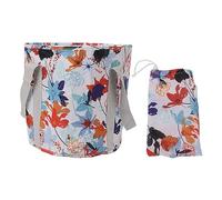 petjoyful Collapsible Foot Bath Basin PVC Insulated Portable Foot Soaking Bath Tub Water Bucket with Handle for Outdoor Camping Travel (White Maple Leaf)