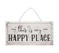petjoyful Decorative Wooden Sign Novel Table Sign Hanging Decoration with Happy Place for Courtyard