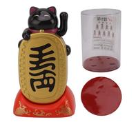 petjoyful Desktop Solar Power Fortune Cat Ornament Waving Arm Fortune Cat Ornament Solar Panel Lucky Cat Decoration (Black)