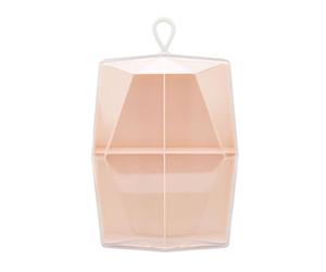 petjoyful Fashionable Makeup Puff Storage Box Holder Portable 4 Grid Powder Puff Container for Stud Earrings