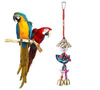 petjoyful Parrot Bird Colorful Hanging Straw Braid Doll Swing Chewing Toy Cage Decoration Accessory