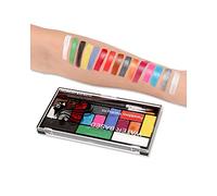 petjoyful Professional 15 Colors Face Body Paint Kit with 2 Brushes Washable Face Painting Palette Non- Safe Facepaints for Children and Adults Halloween Costume Party Festival