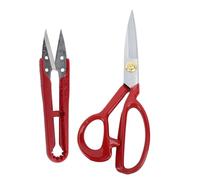 petjoyful Sewing Scissors Set Rustproof Stainless Steel Tailor Scissors and Thread Snipper Ergonomic Rubber Handle Fabric Scissors for Dressmaking (Red Handle 8 Inch)