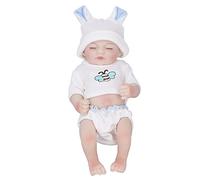 petjoyful Simulated Baby Girl Doll Soft Silicone Great Hand Feeling Home Toys Doll 28cm (Girl with Close Eyes)