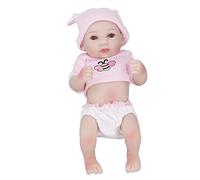 petjoyful Simulated Baby Girl Doll Soft Silicone Great Hand Feeling Home Toys Doll 28cm (Girl with Open Eyes)