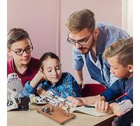 petjoyful Stirling Engine Kit Electricity Generator Hot Air Motor Model with LED Light Flywheel Design Science Experiment with Wooden Base DIY Education Toy for Teacher Adults