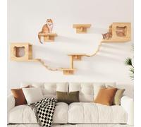 PETKABOO Cat Wall Furniture, Cat Wall Shelves, Wall Mounted Cat Shelves for Wall with Condo, Ladder, Platform and Scratching Post, Cat Wall Climber for Playing, Cat Climbing Wall, Cat Wall Steps