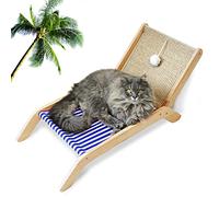 PETKARAY Beach Chair Cat Hammock, Elevated Cat Beds for Indoor Cats, Original Cozy Cat Lounger with Sisal Scratcher and Toy Ball