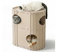 PETKARAY Cat Beds for Indoor Pets, Sturdy Felt Kitty Cave House with 3 Layers, Indoor Cat Condo for Sleeping, Playing & Hiding, Sturdy Felt Pet Hideaway, Beige 45 x 37 x 60 cm
