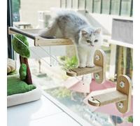 PETKARAY Cat Perch & Hammock, Foldable Indoor Cat Window Shelves, 2 Pack Window Stairs
