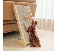 PETKARAY Cat Scratcher, Sisal Cat Scratching Ramp, L Shape Scratch Board for Indoor Kitty, 27" Wall Furniture Protector with Mouse Toy, Chevron