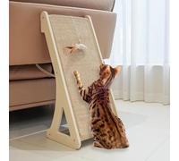 PETKARAY Cat Scratcher, Sisal Cat Scratching Ramp - L Shape Scratch Pad, 27" Wall Mount Furniture Protector with Mouse Toy