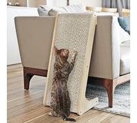 PETKARAY Cat Scratcher, Sisal Scratching Ramp, L Shape Cat Scratch Pad for Indoor Cats, 27" Wall Furniture Protector with Mouse Toy