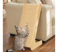 PETKARAY L-Shaped Dual-Use Sisal Cat Scratcher, 64 cm Tall Natural Sisal Cat Scratching Post, L-Shaped Pet Furniture Protector with Catnip, Classic Design