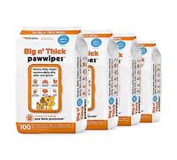 Petkin Big N' Thick Paw Wipes for Dogs, 100 Large Wipes (4 Pack) - Clean Dirty Paws After Walks, with Paw Balm Protectant - Keep Floors and Furniture Clean - Ideal for Home or Travel - Orange Scent