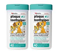 Petkin Cat and Dog Dental Wipes, 80 Wipes (Fresh Mint) - Natural Formula Cleans Teeth, Gums & Freshens Breath - for Daily Use - Convenient Dog Dental Care - 2 Packs of 40 Wipes (80 Wipes Total)
