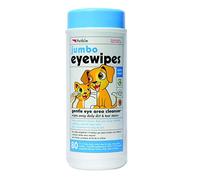 Petkin Jumbo Pet Eye Wipes, 80 Extra Moist Wipes - Gentle Eye Cleansing Wipes Remove Dirt, Discharge, & Tear Stains - Safe, Convenient, & Easy to Use Pet Wipes for Dogs, Cats, Puppies & Kittens