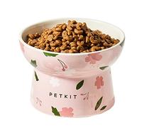 PETKIT Cat Bowl Ceramic, Dishwasher & Microwave Safe, 300ml 13.8cm Wide Raised Cat Food and Water Bowl, Non-slip, Stress Free, Pink