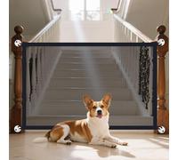 PETLESO Stair Gates for Dogs - 110 x 72 CM Pet Safety Gate with Mesh, Dog Gate for Stairs, Doorways, Bedrooms & Kitchens, Easy to Install