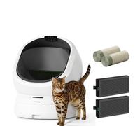 PETLIBRO Automatic Litter Box Bundle with 2 Rolls Waste Drawer Liners and 2 Carbon Deodorizers, Open Top Self-Cleaning, AI Waste Analysis
