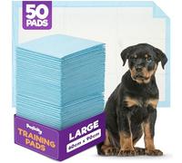 Petlicity 50 Pack Large Puppy Pads - Disposable Puppy Training Pads, Highly Absorbent Leak-Proof Dog Training Pads, Premium Quality Quick-Dry Dog Pads Pee Pads Dogs Mat (60x90cm)