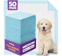 Petlicity 50 Pack Medium Puppy Pads - Disposable Puppy Training Pads, Highly Absorbent Leak-Proof Dog Training Pads, Premium Quality Quick-Dry Dog Pads Pee Pads Dogs Mat (60x60cm)