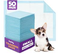 Petlicity 50 Pack Small Puppy Pads - Disposable Puppy Training Pads, Highly Absorbent Leak-Proof Dog Training Pads, Premium Quality Quick-Dry Dog Pads Pee Pads Dogs Mat (45x60cm)