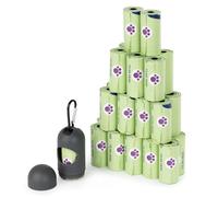 Petlicity Biodegradable Dog Poop Bag Dispenser with 300 Compostable Bags - Leak-Proof, Easy Tear-Off, Metal Carabiner Clip - Dog Waste Bags for Walks, Travel, Garden - 40 Rolls